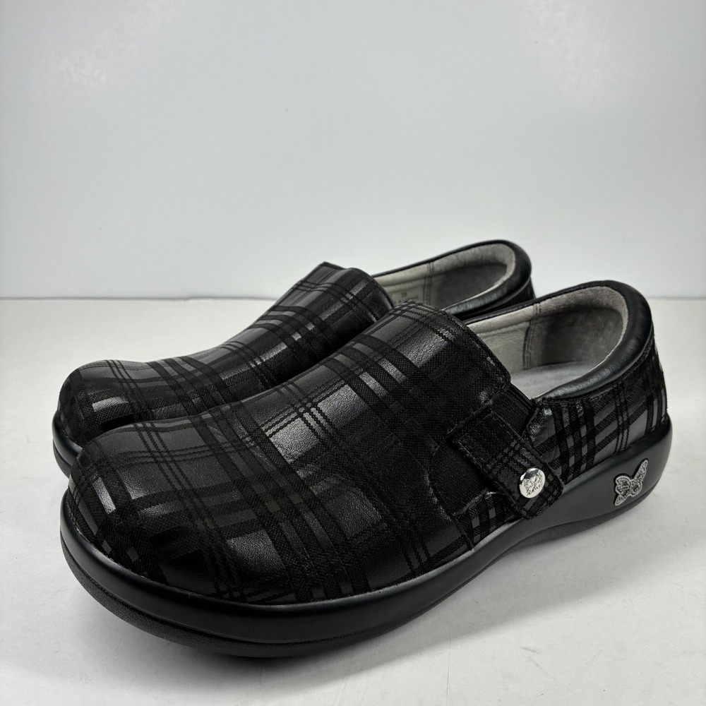 Alegria Keli Women's 9–9.5/39 Black Plaid To Meet You Professional Slip-On Shoes